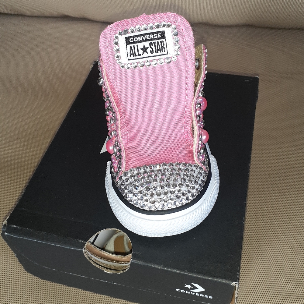 NEW Pink CUSTOM Bling CONVERSE - Toddler shoes (other colors & sizes by Request) - Picture 9 of 12